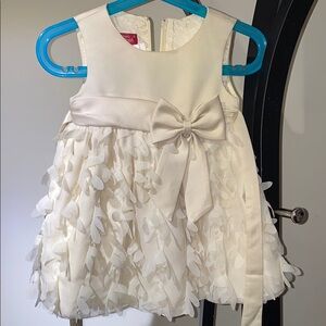 Girls Ivory Floral Petal Bow Party Dress